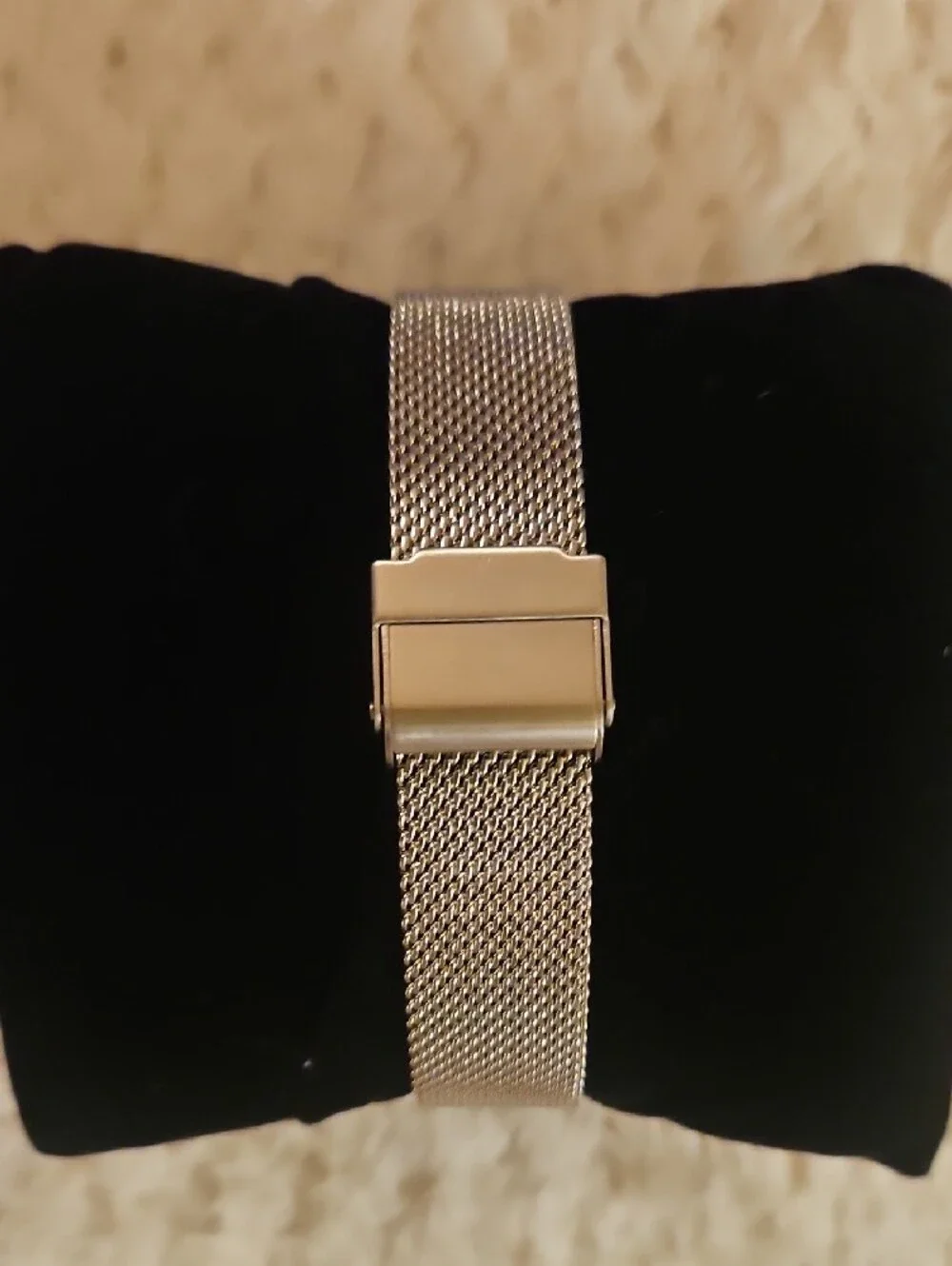 Vince Camuto Silver Square Mesh Bracelet Watch with Ivory Dial